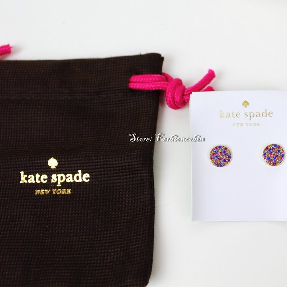 NWT Kate Spade Shine on Pave Crystal Round Earrings - Picture 3 of 5